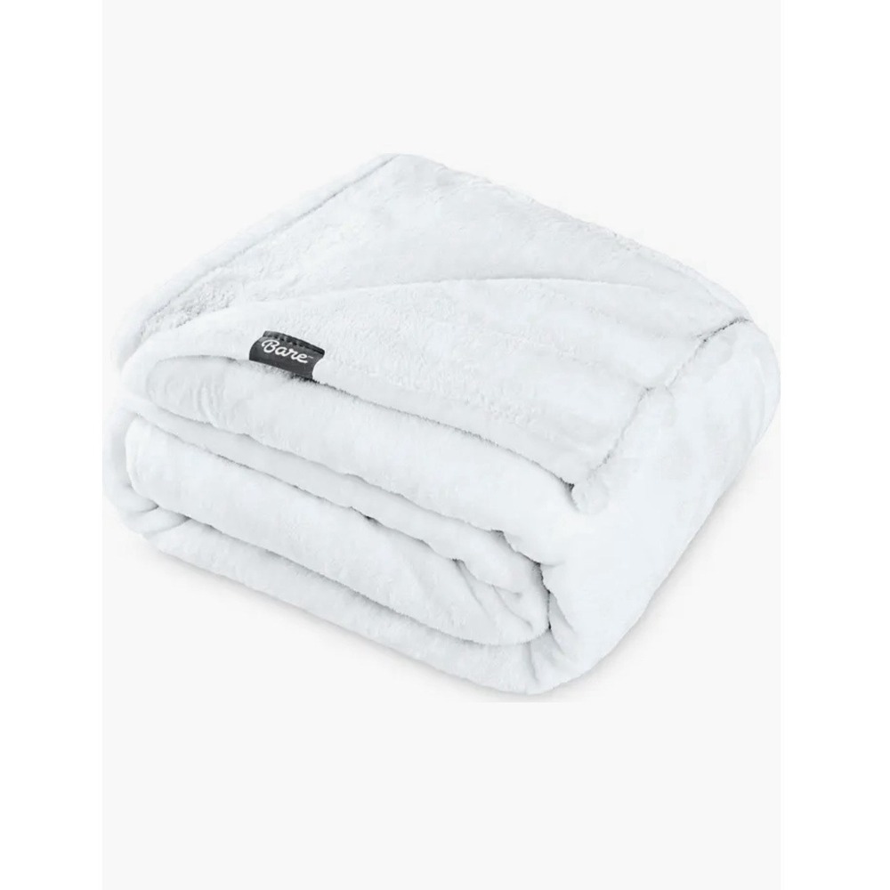 Bare Home King Size Microplush Fleece Blanket White 108x90 Soft Cozy Plush